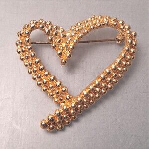 Fernando Originals Heart Brooch Beaded Vintage FO Pin